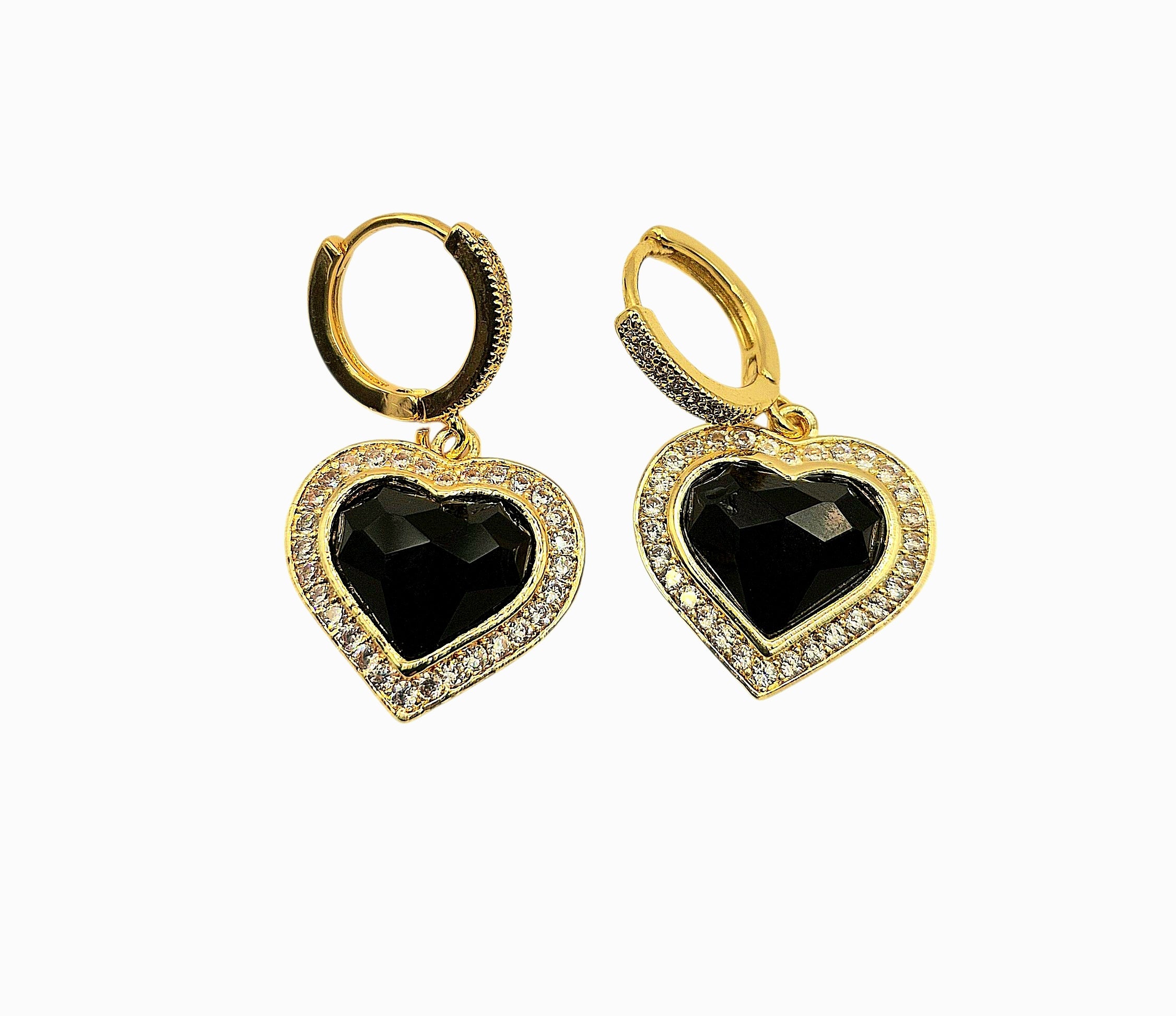 Black Heart - Orecchini dal Cuore nero che brilla di luce